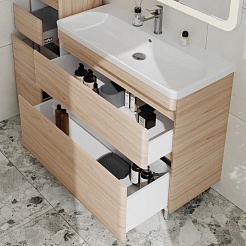 Style Line Мебель для ванной напольная Атлантика 100, Люкс ясень перламутр, PLUS – фотография-7